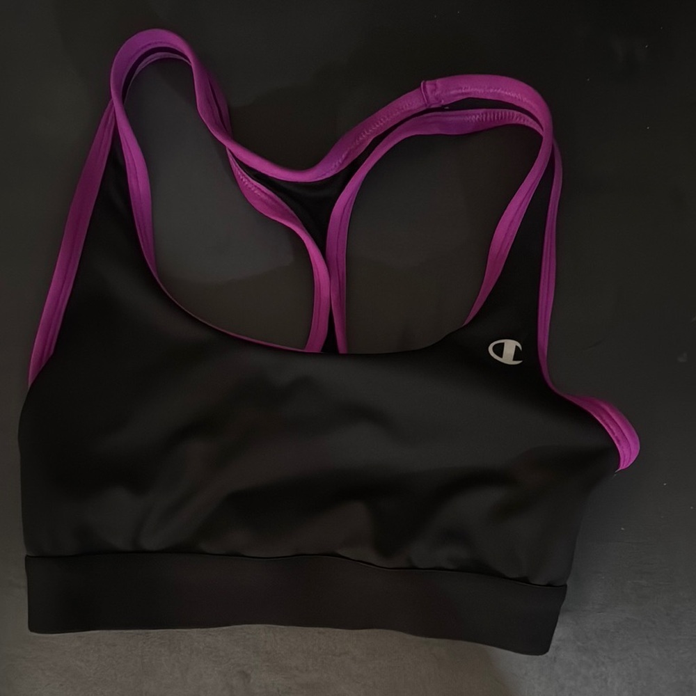 Champion Black and Purple Racerback Sports Bra